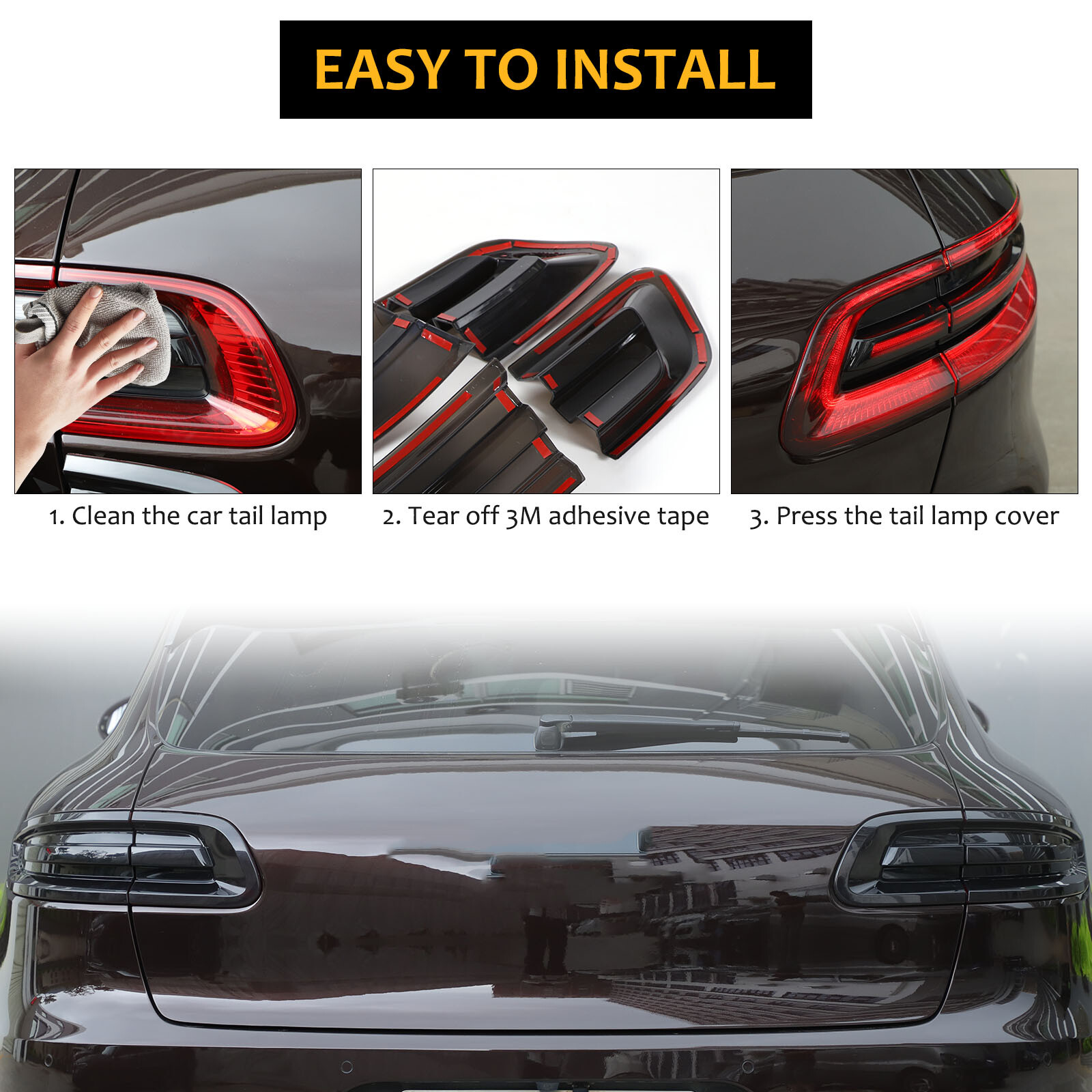 Smoked Black Rear Tail Light Guard Cover Trim For Porsche Macan 95B 2015-2018
