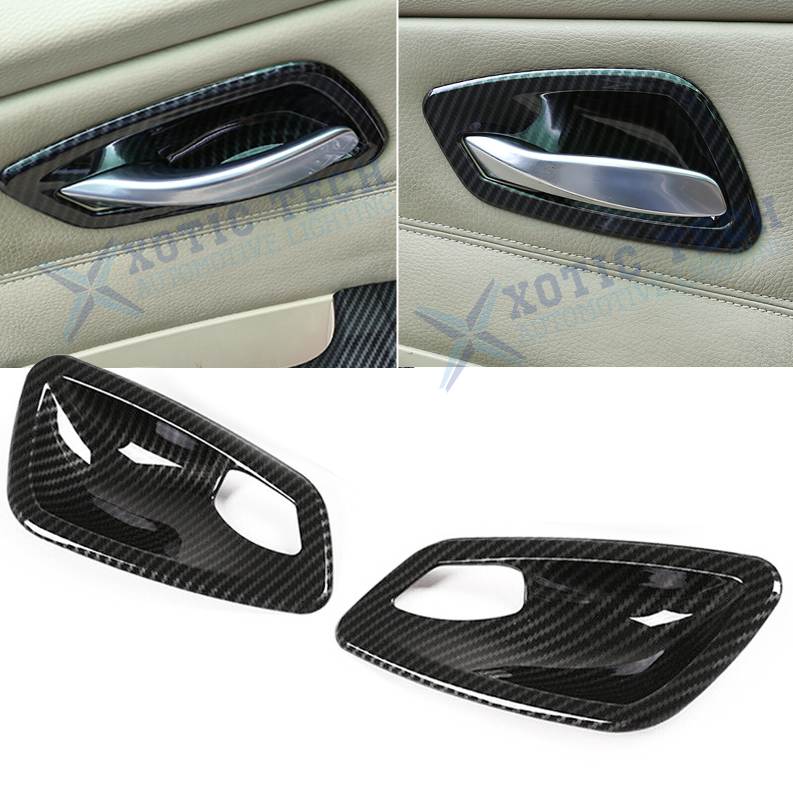 Carbon Fiber Texture Door Handle Bowl Cover Trim For BMW E92 E93 335i M3 2007-13