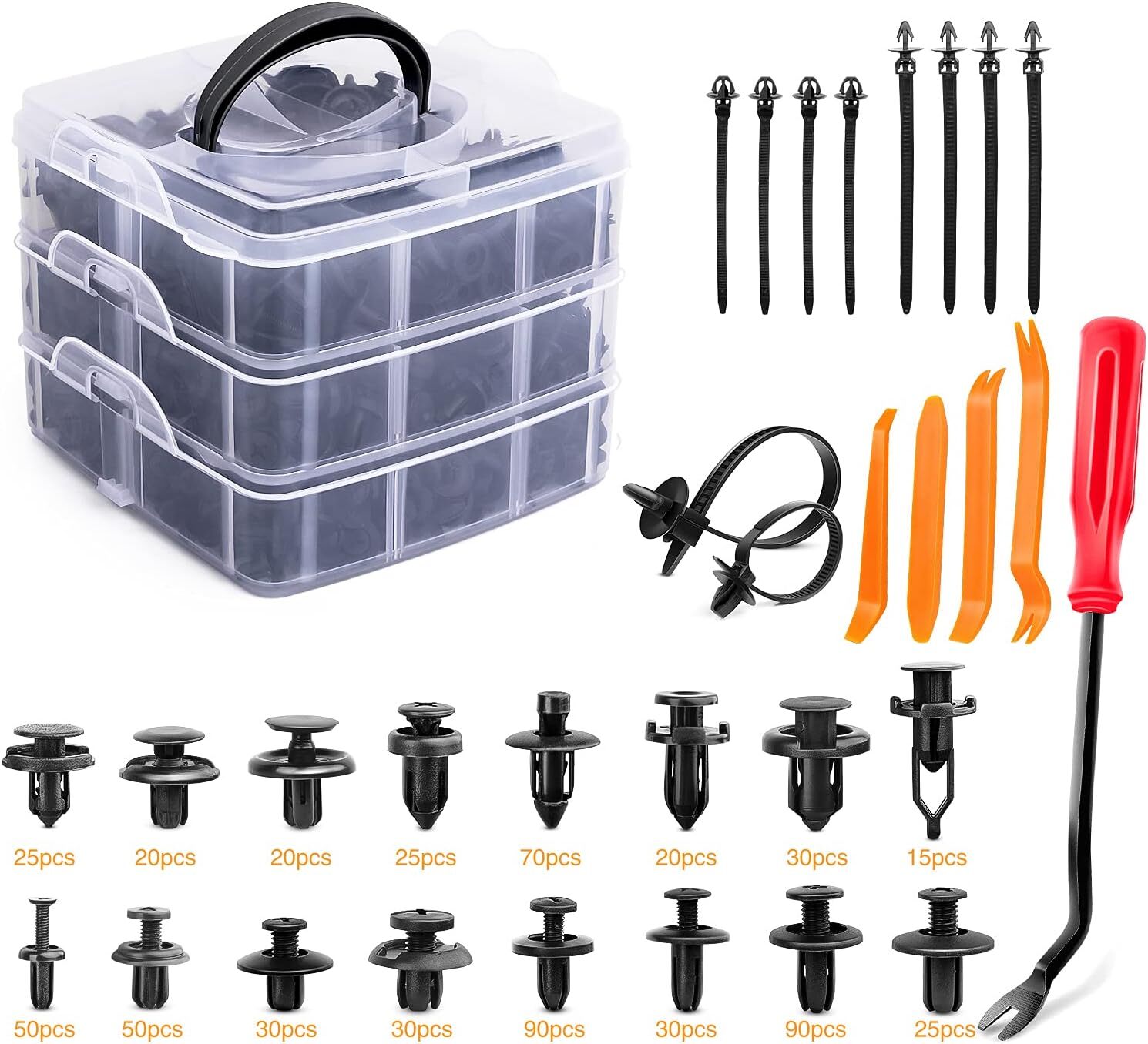 620Pcs Car Retainer Clips Bumper Fender Plastic Rivet Push Pin Car Body Clips