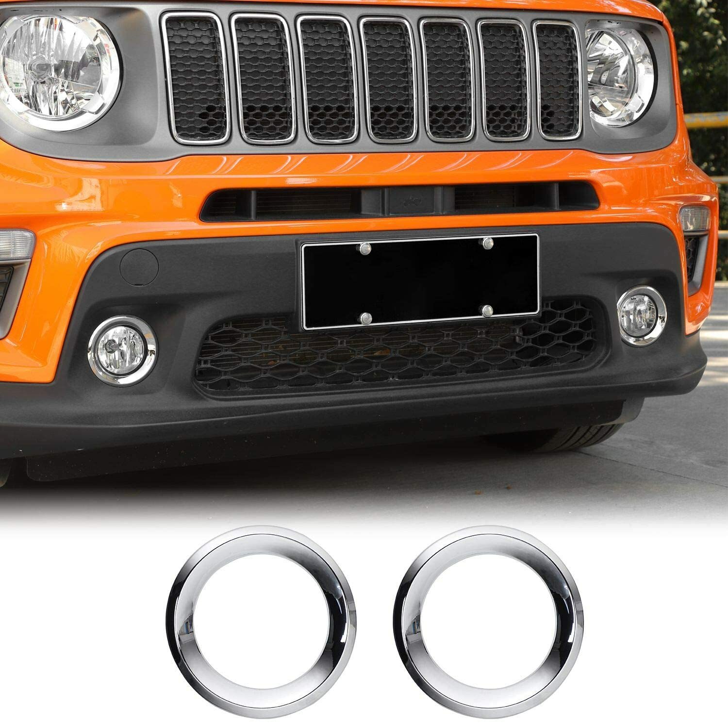 Front Fog Light Lamp Cover Bezel Trim Ring for for Jeep Renegade 2019+ Chrome T
