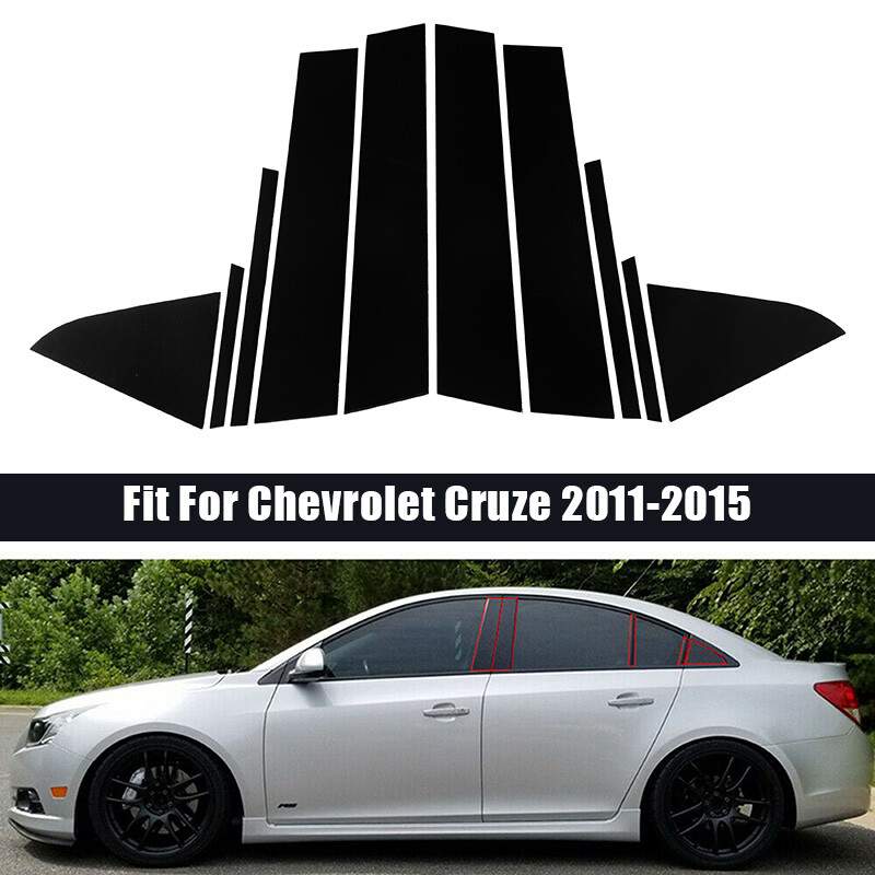10X Glossy Black Pillar Posts Window Trim Decal For Chevrolet Cruze 2011-2015