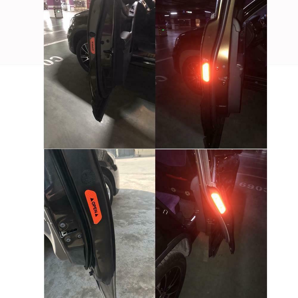 4X Super Car Door Open Sticker Reflective Tape Safety Warning Decal Red Hot