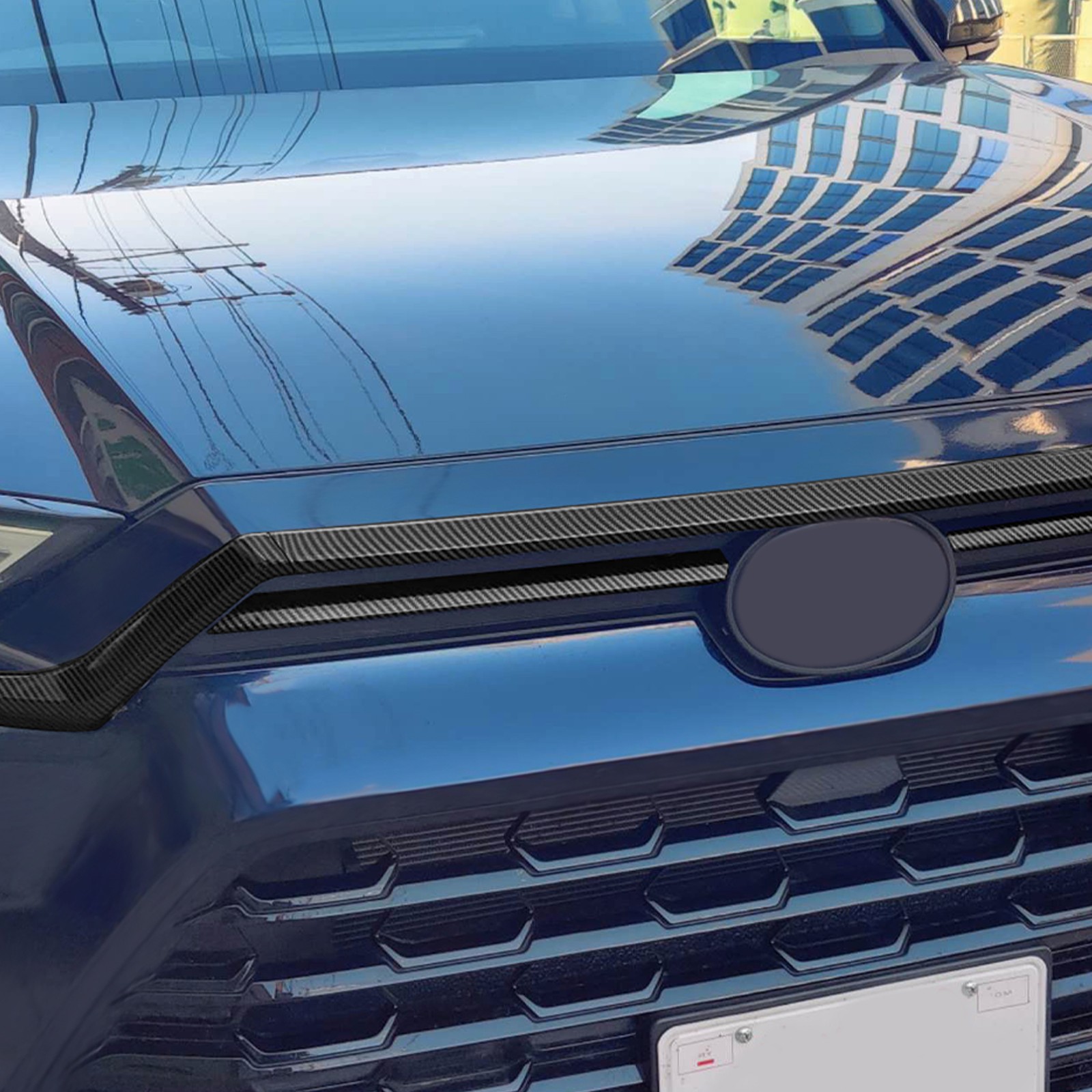 Front Hood Trim ABS Carbon Fiber Texture 3Pcs For Toyota Grand Highlander 2024+