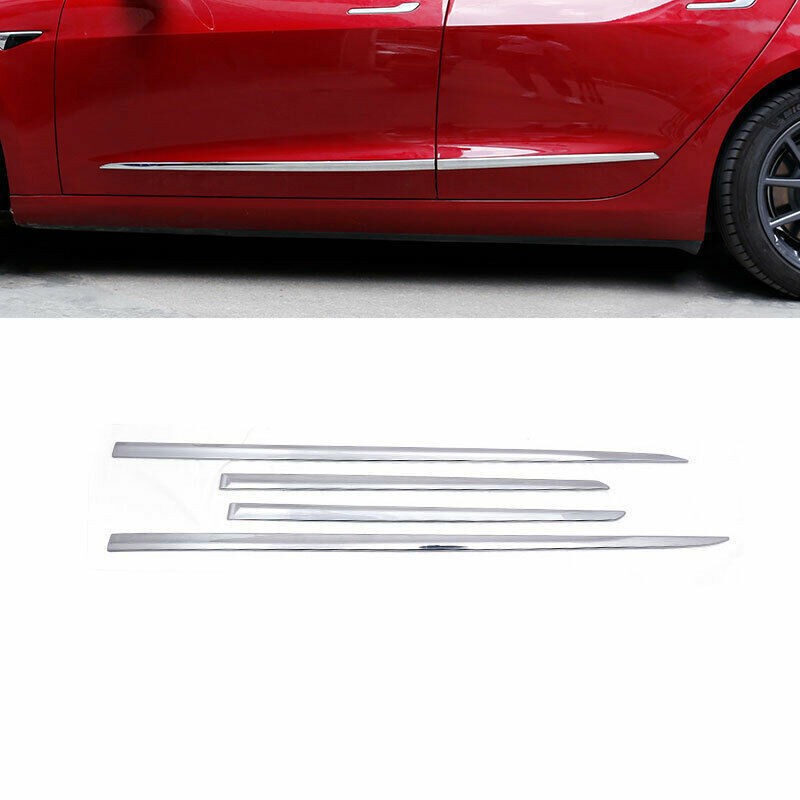 For Tesla 3 2017-2026 Chrome Car Door Side Body Molding Panel Guard Cover trim
