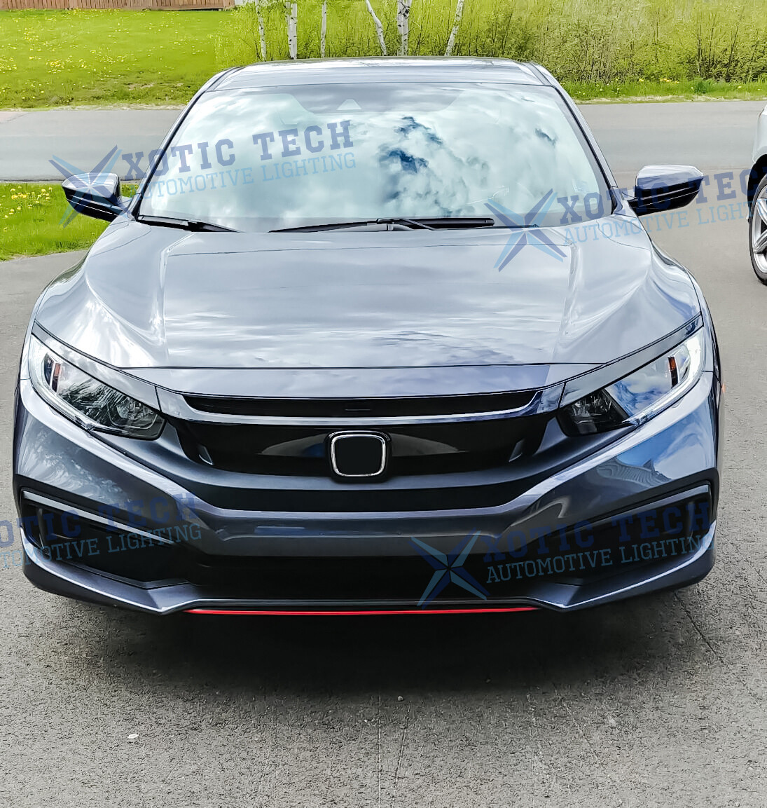 3pcs/Set Black Front Grille Upper Stripe Cover Trim For Honda Civic 2016-2021