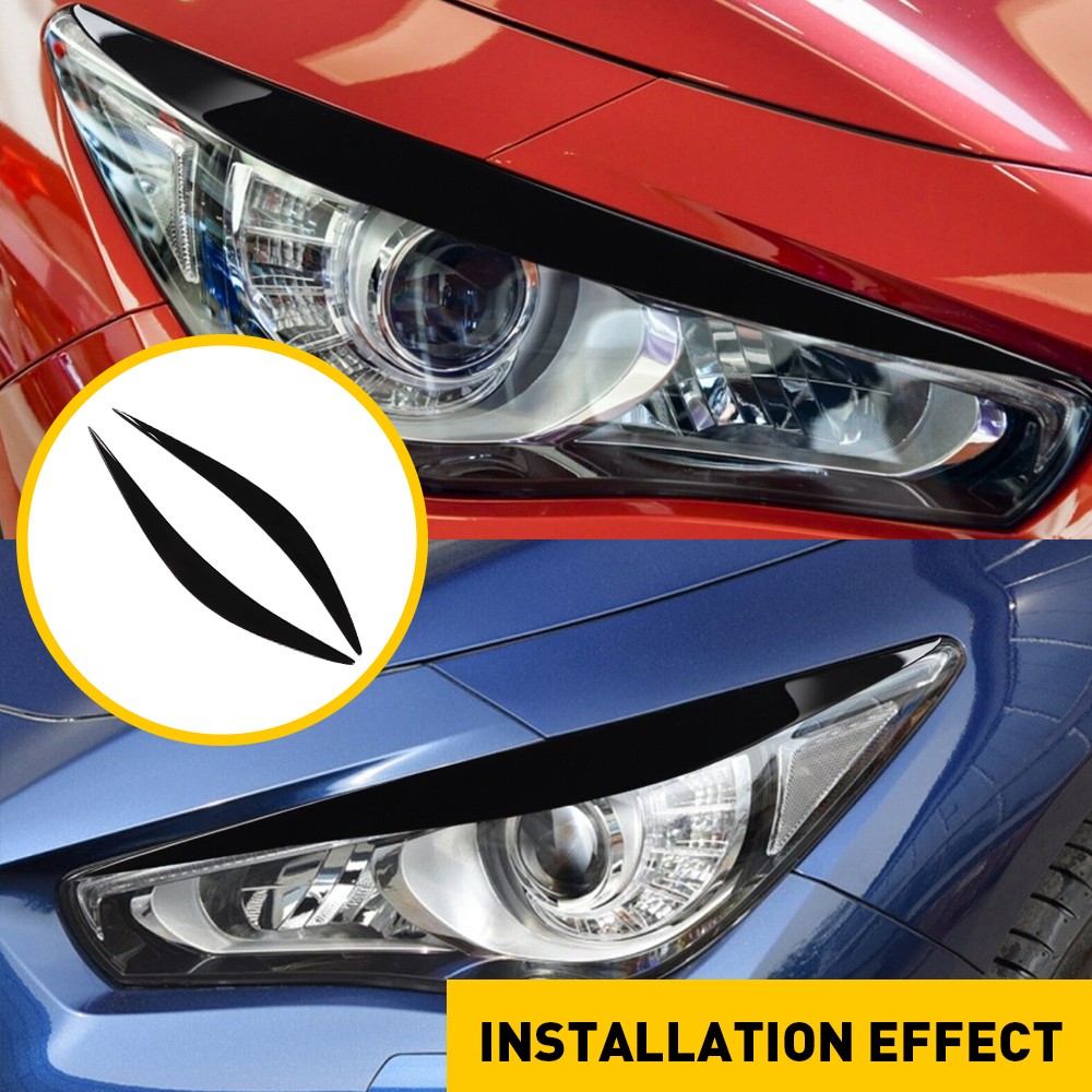 Black Trim Headlight Eyebrows Eyelid Cover 2014-2020 2-20PCS For Q50 INFINITI