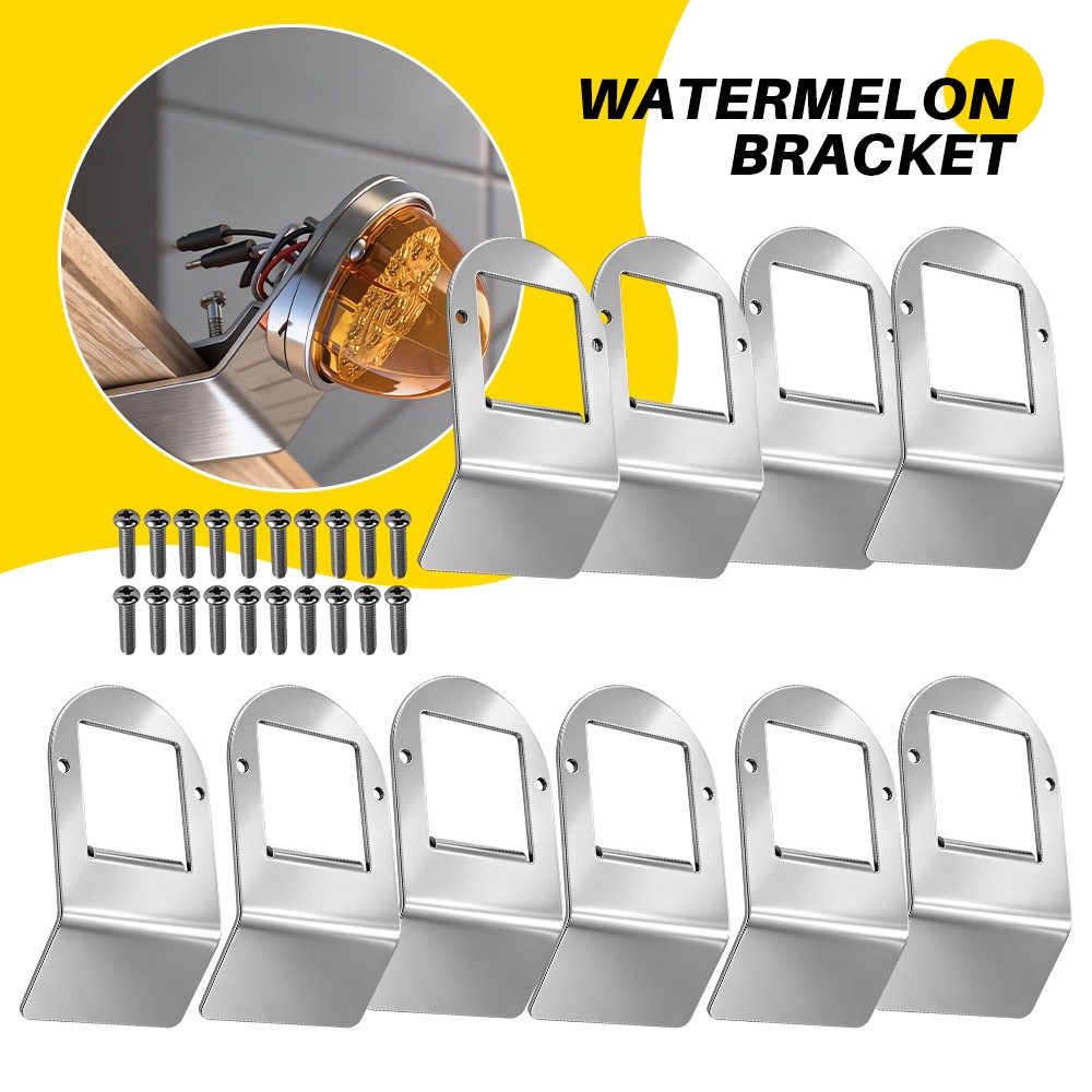 10PCS Fits Semi Truck Trailer RV Watermelon Light Mount Brackets Stainless Steel