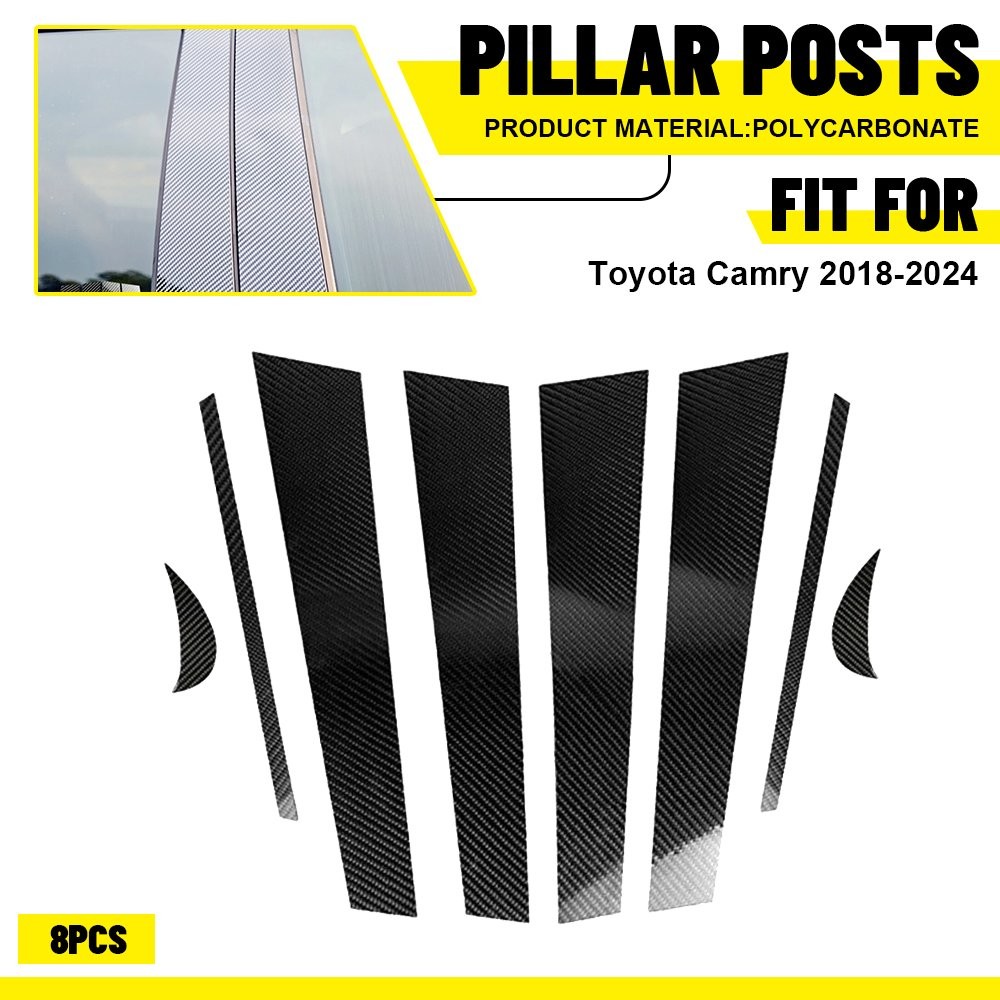 For Toyota Camry 2018 19 20-2023 24 Look Window Pillar Posts Covers Carbon Fiber