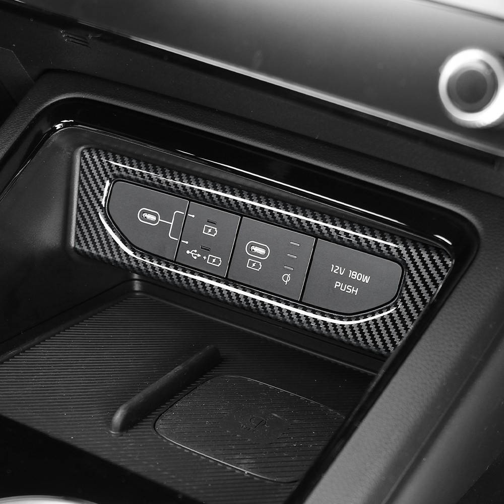 Carbon Fiber Front Charger Port USB Socket Panel Cover Trim For 2025 2026 Kia K5