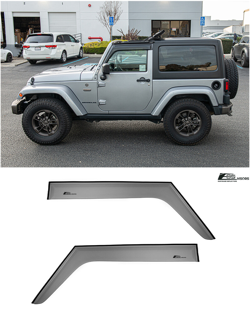 EOS Visors For 07-18 Jeep Wrangler JK 2Dr | Tape-On Side Window Vent Rain Guards