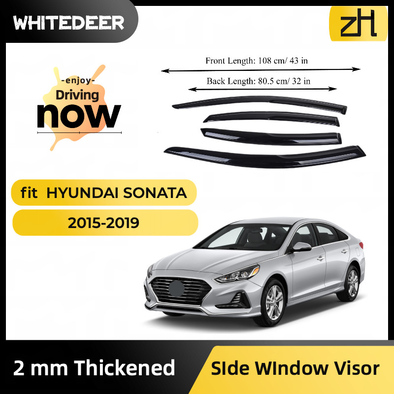 Fits for HYUNDAI SONATA 15-19 Acrylic Window Visor Sun Rain Deflector Guard