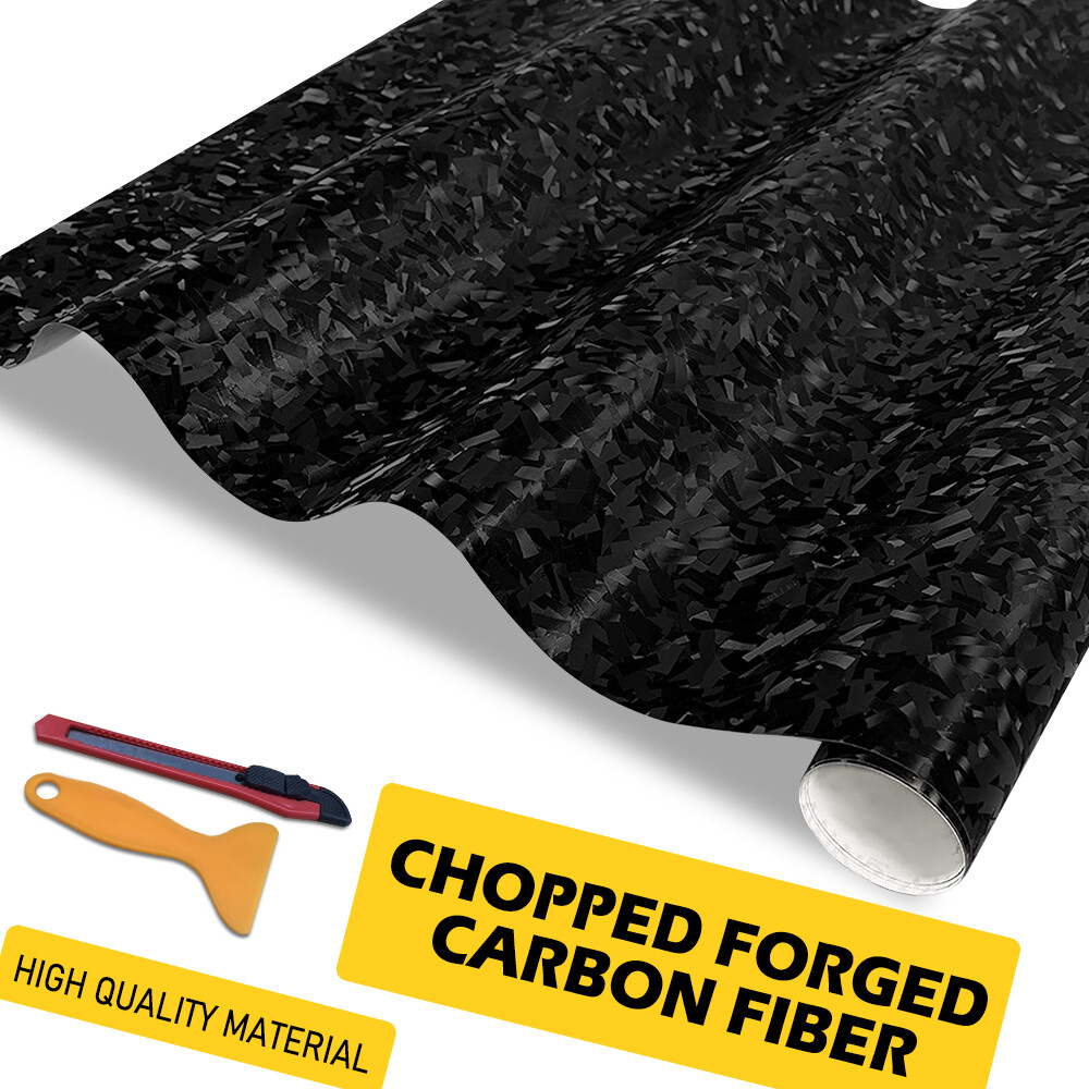 Black Forged Carbon Fiber Wrap Vinyl Roll Car Interior Wrap Stickers 59INx11.8IN