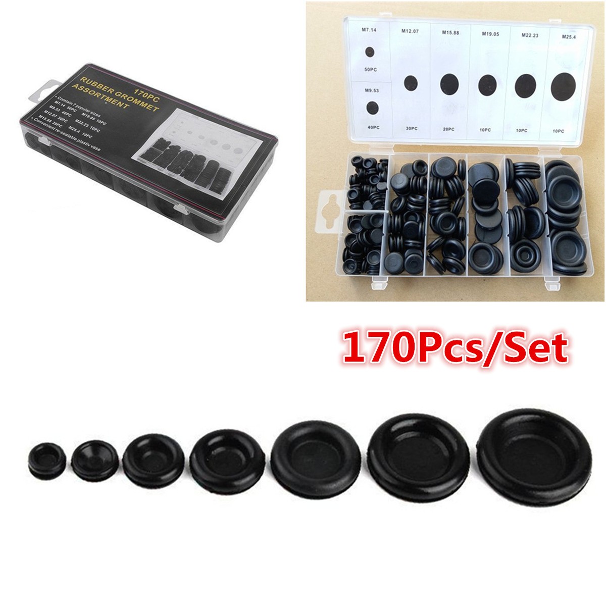 7 Sizes Grommet Firewall Hole Plug Set Wire Gasket Kits Boxed Car Accessories