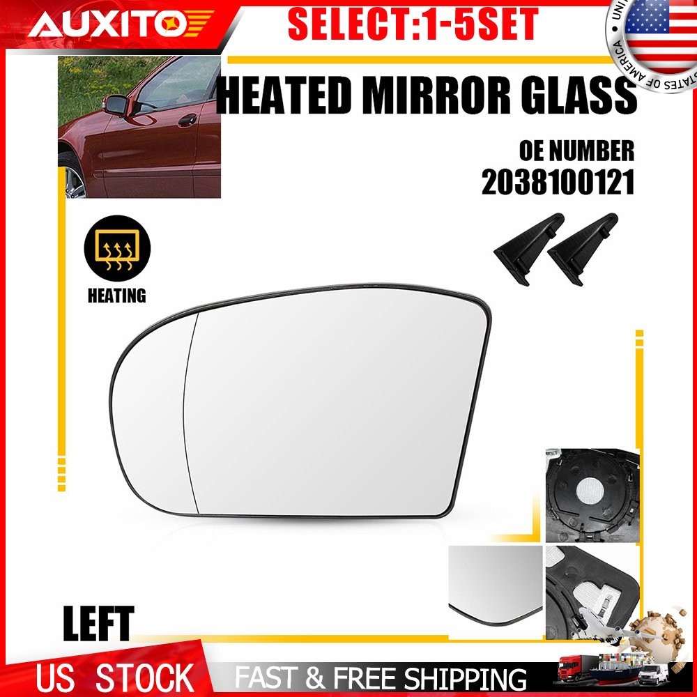 For Mercedes W203 W211 Driver Side Heated Mirror Glass Convex OE 2038100121 1-5X