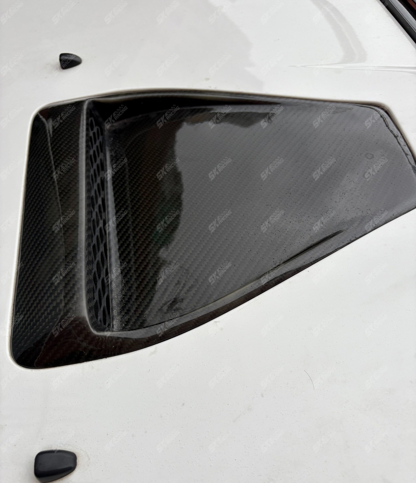 Carbon Fiber/Glossy Black Hood Air Vent Intake Fit 2008-15 Mitsubishi Evolution