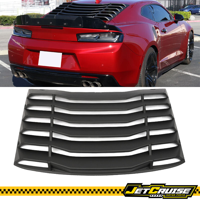 Fits 16-24 Chevy Camaro IKON Type Rear Window Louver Sun Shade Cover ABS