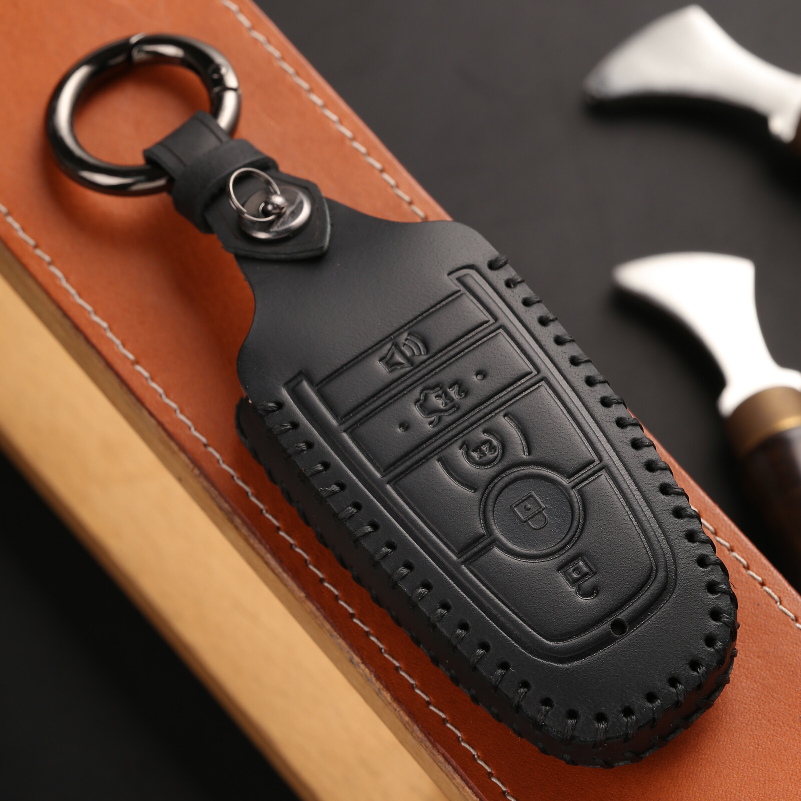 LEATHER Key Case Fob Shell Cover Holder For Ford Fusion F150 Explorer Mustang 22
