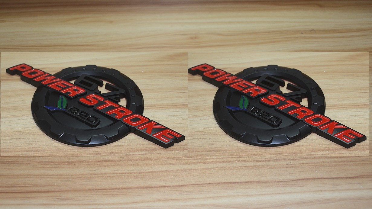 2Pc Red Black 6.7L Door Emblem Powerstroke B20 Badge Fit F-Trucks