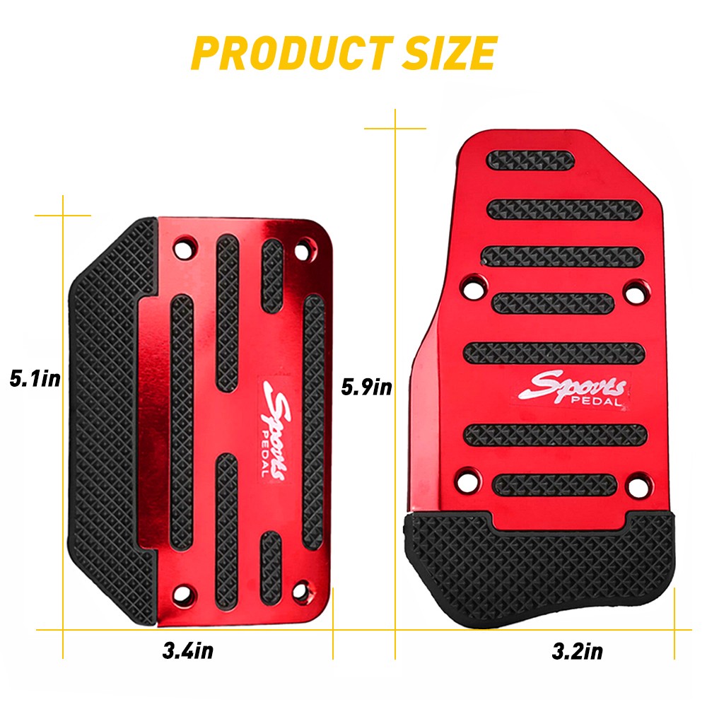 Red Universal Non-Slip Gas Brake Foot Pedal Pad Cover Car Automatic Accessories