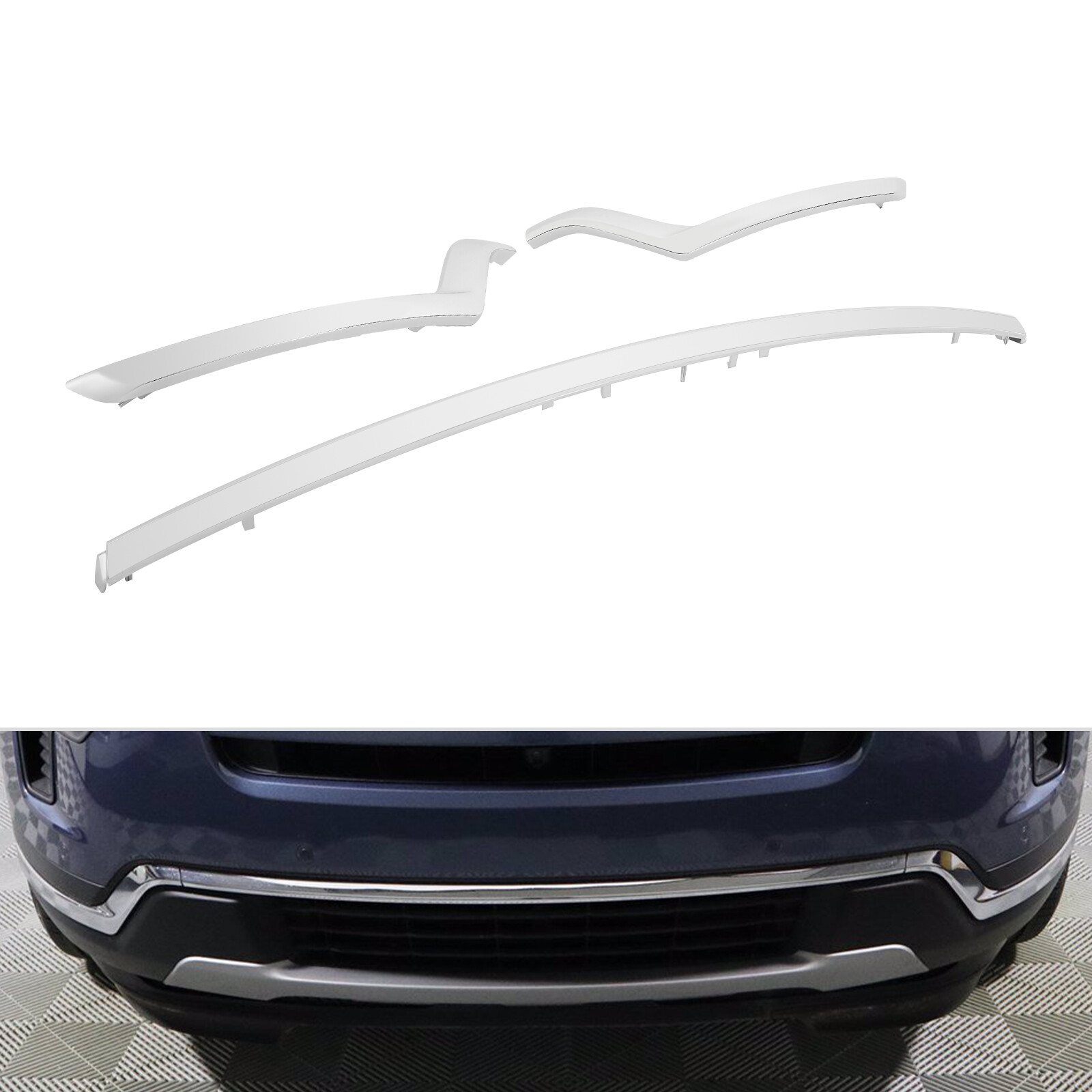 Front Lower Bumper Trim Moldings Kit For 2018-2019 Ford Explorer