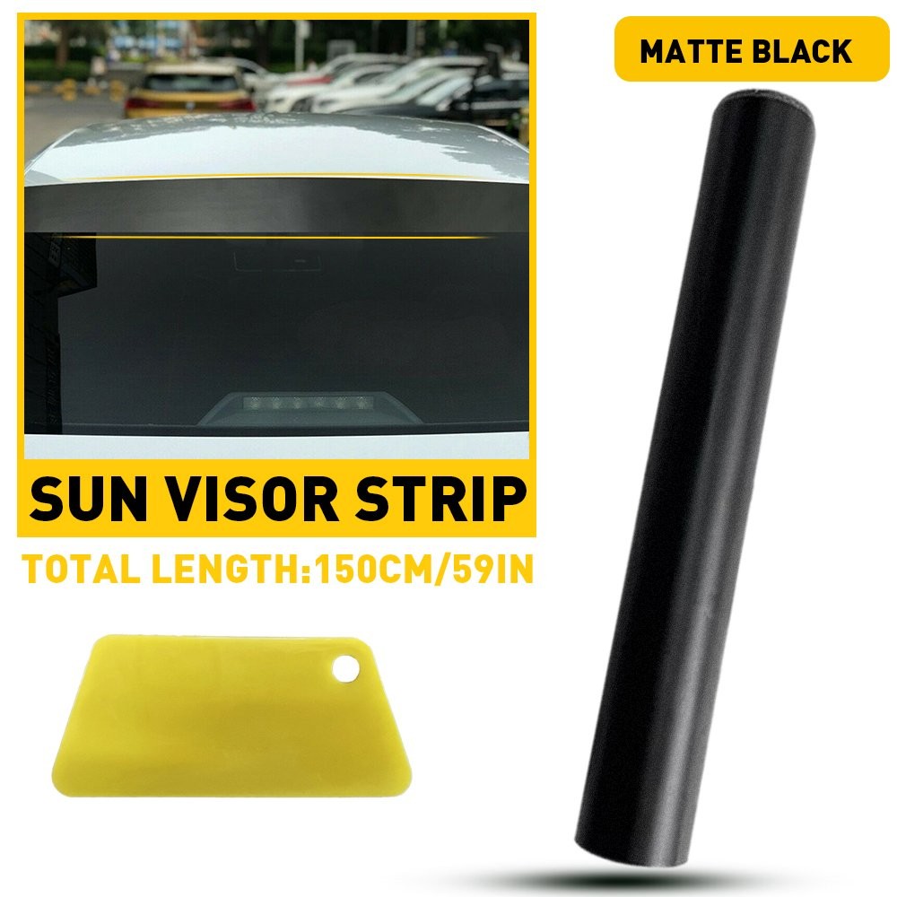 Universal Banner Windshield Matte Decal Vinyl Black Strip Sun 60″x10″ 1-10PCS