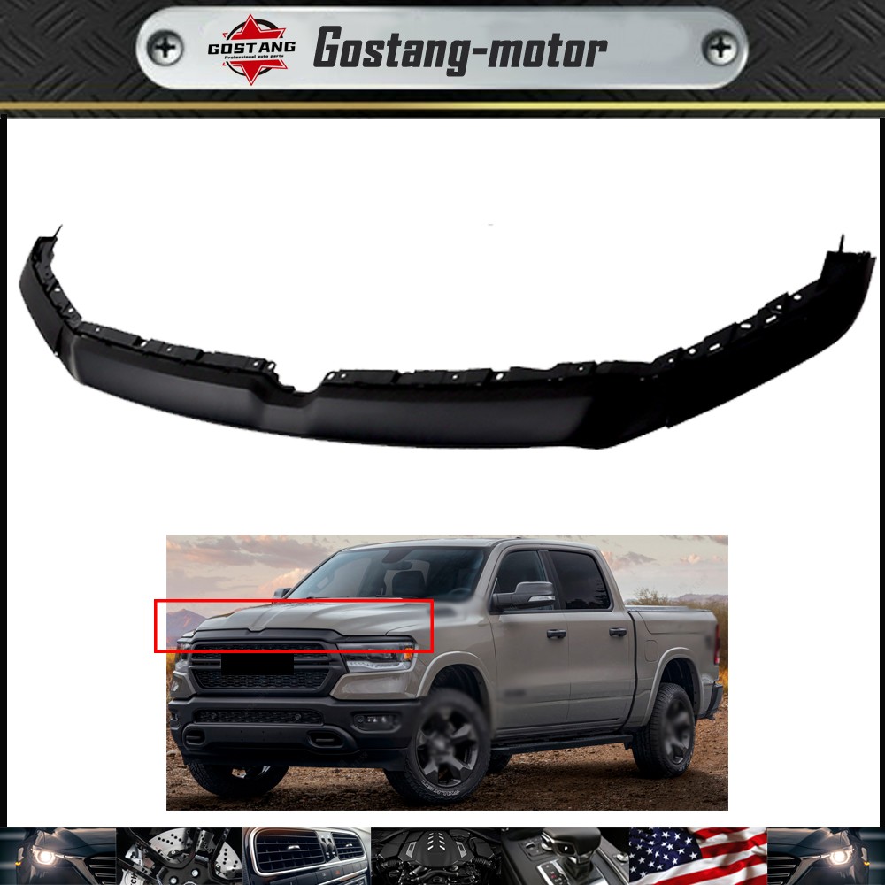 Black Upper Grille Trim Molding Paintable New For Dodge Ram 1500 2019 2020 2021