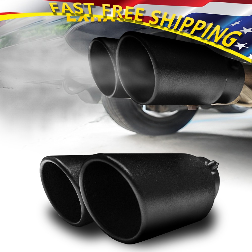 Stainless Car Steel Rear Pipe Tail Exhaust Throat Tip Muffler Accessories Black