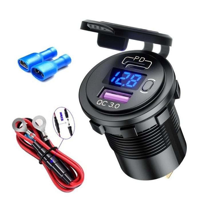 Dual USB Car Fast Charger Socket Power Outlet LED 3 Color Waterproof Free Ship