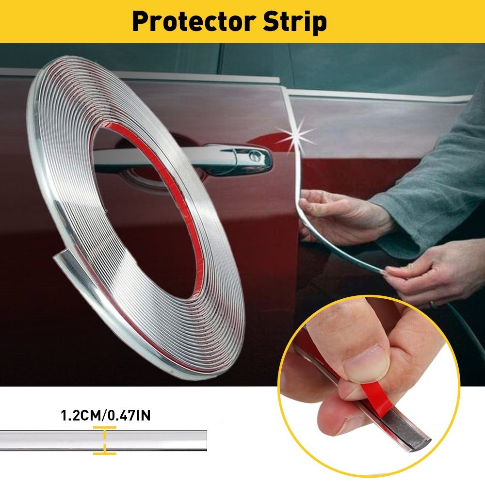Chrome Trim Molding Strip Car Door Window Bumper Side Trime Protector 5M 16FT++