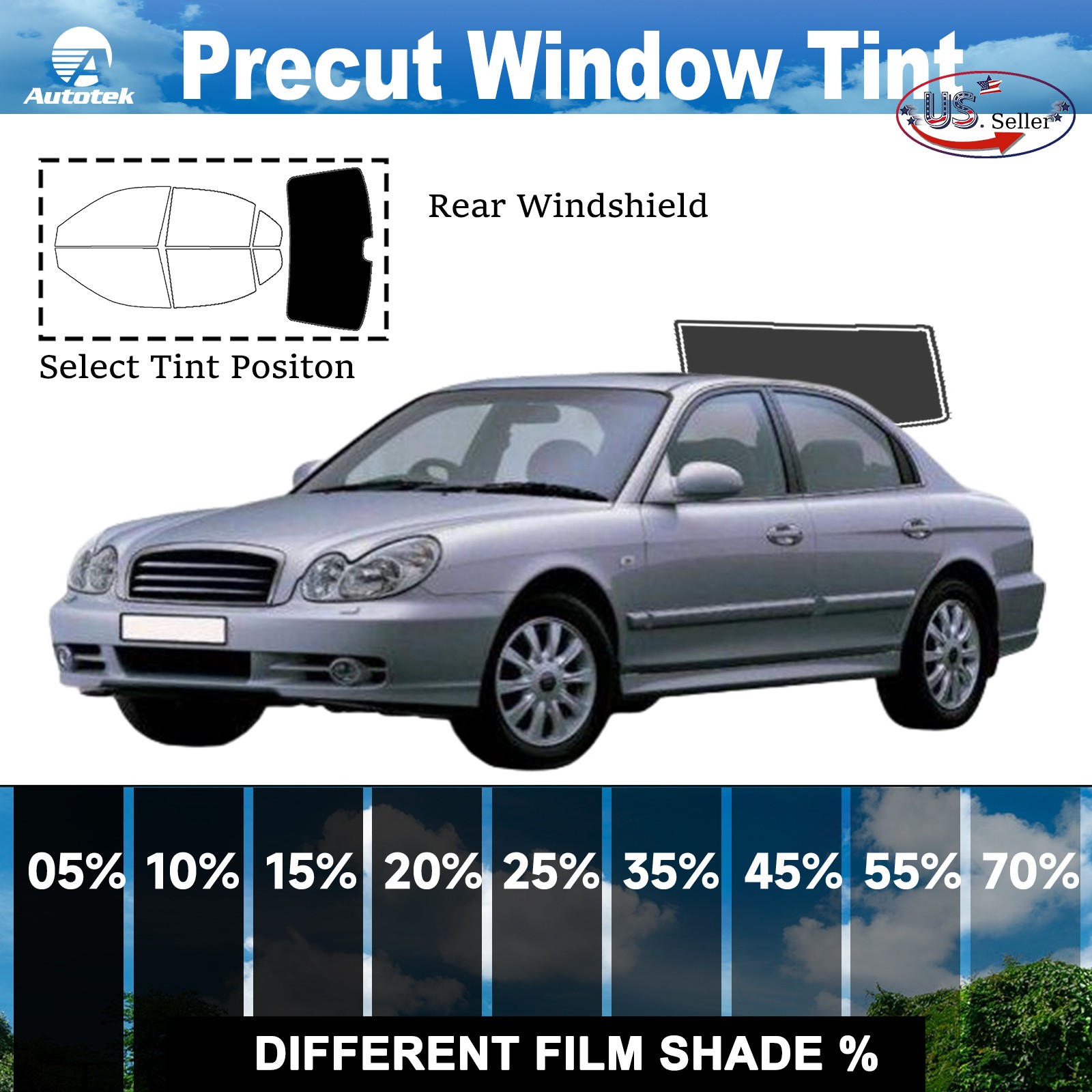 Window Privacy Film PreCut Window Tint 2Ply For 2002-2005 Hyundai Sonata Sedan
