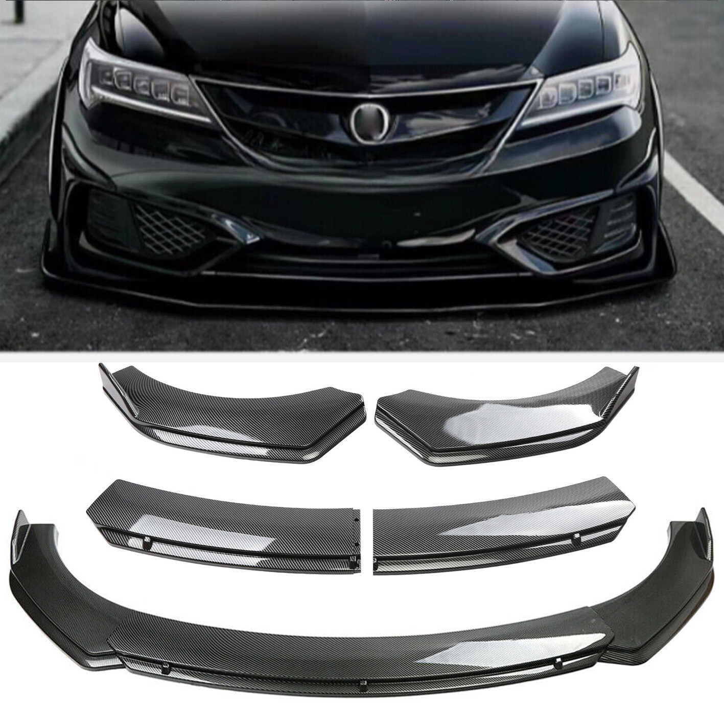 Front Bumper Lip Splitter Spoiler Body Kits For Acura ILX 2013-22 Carbon Fiber