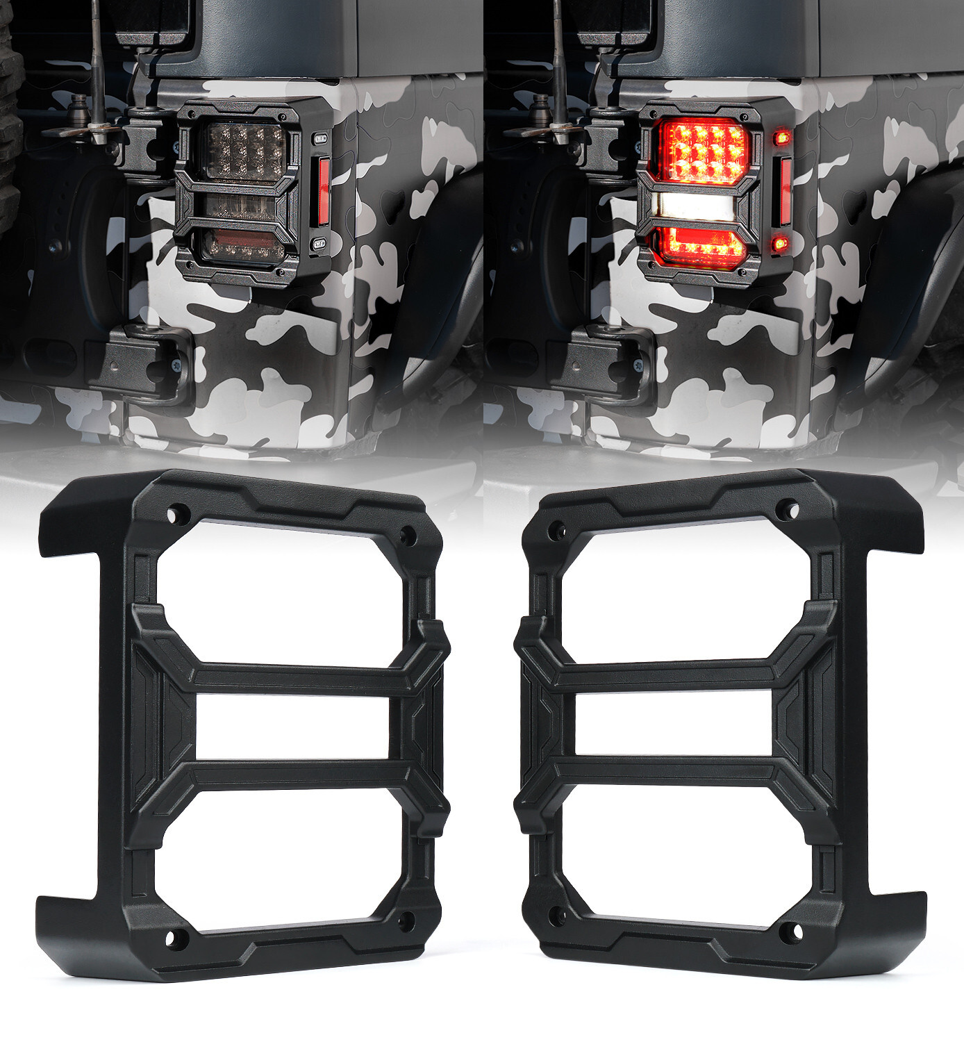 Xprite 2PCS Rear Tail Light Guard Light Cover For Jeep Wrangler JK JKU 2007-2018