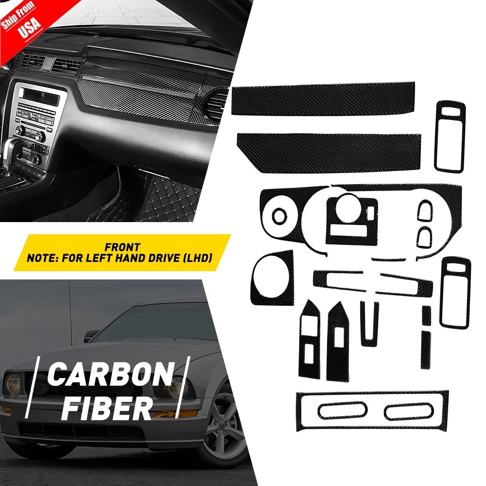 21Pcs Carbon Fiber Full Interior Kit Cover Trim For Ford Mustang 2009-2013