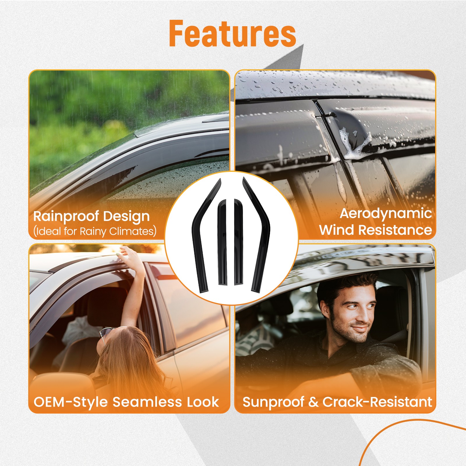 Rain Guards Window Visor Deflectors for Jeep Patriot 2007-2018 4Pcs 2.5mm