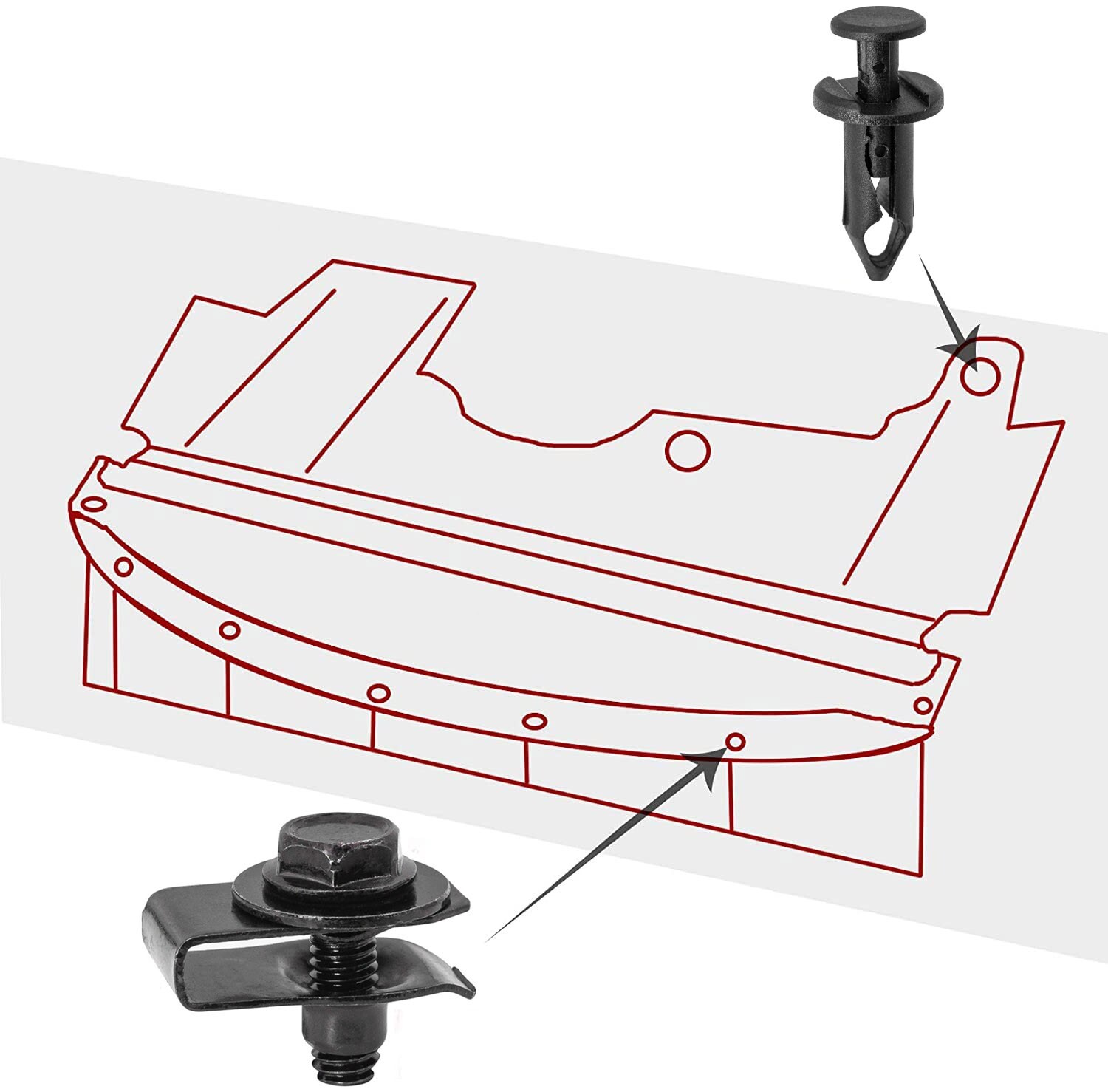 For Ford Body Bolts & U-nut Clips M6 Engine Under Cover Splash Shield Guard