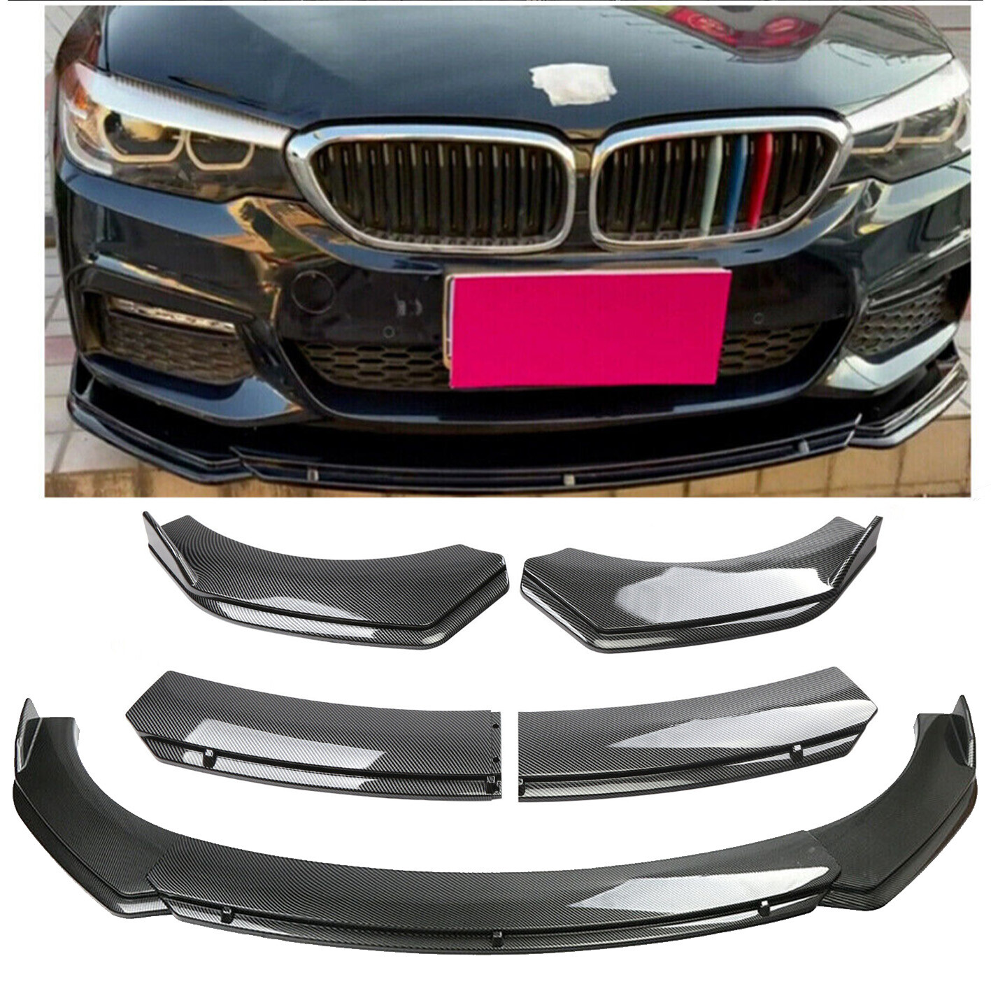 For BMW Carbon Fiber Style Front Bumper Splitter Spoiler Body Kits