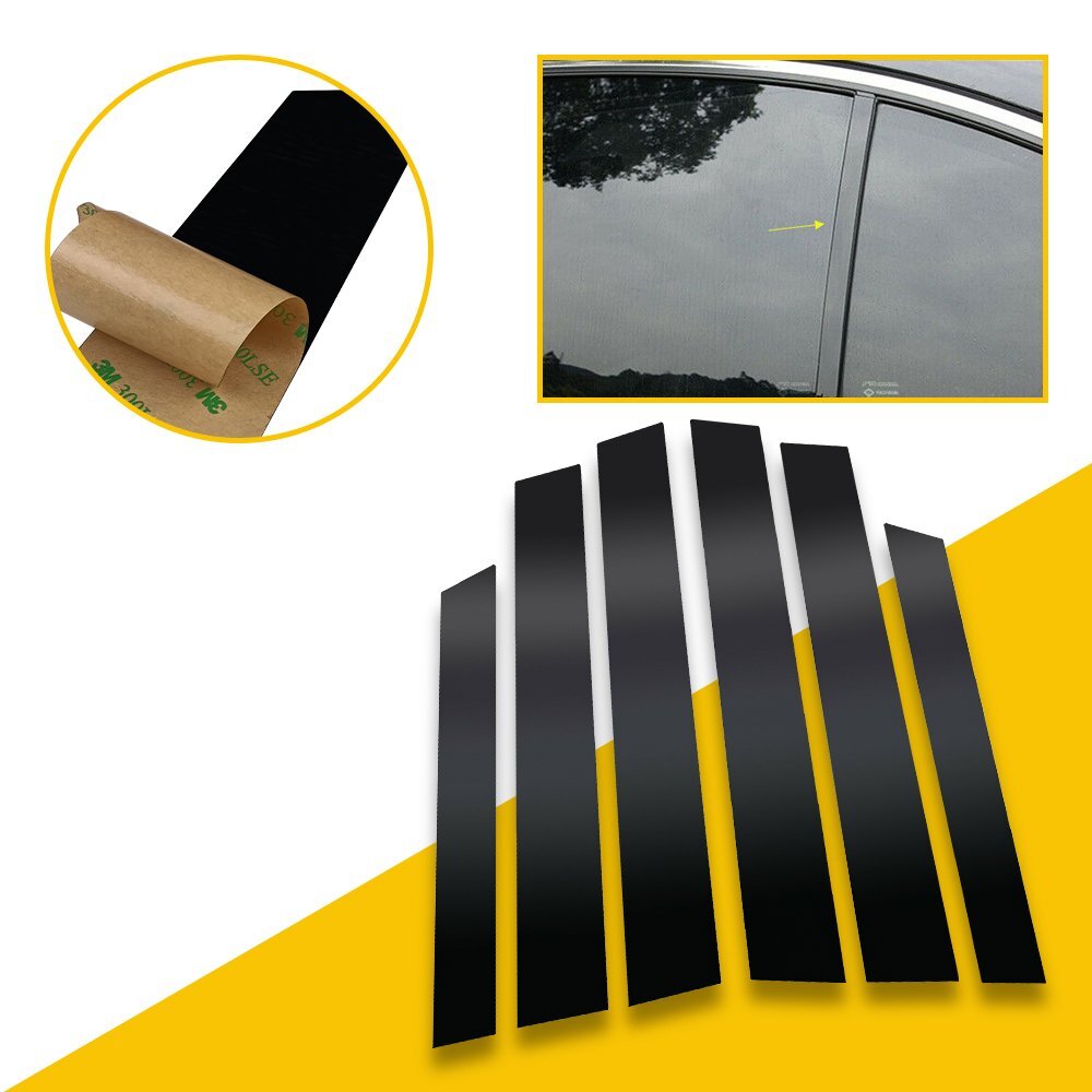 Black Window Pillar Posts Door Trim Piano Cover For 2007-2011 Honda CRV 6PCS/SET