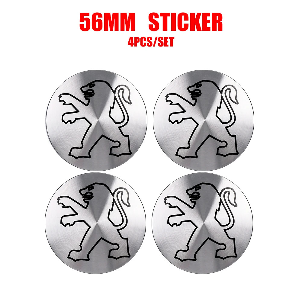 56/60mm Original 4-Piece Car Wheel Center Hub Cover Badge Cover for Peugeot