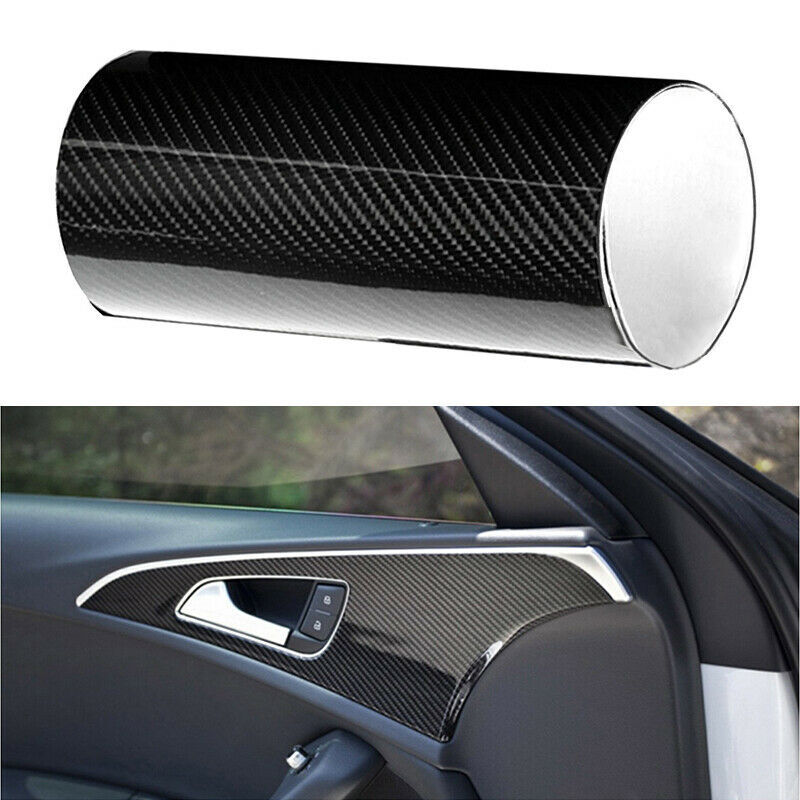 30×152cm 5D Ultra Shiny Gloss Glossy Black Carbon Fiber Vinyl Wrap Sticker Decal