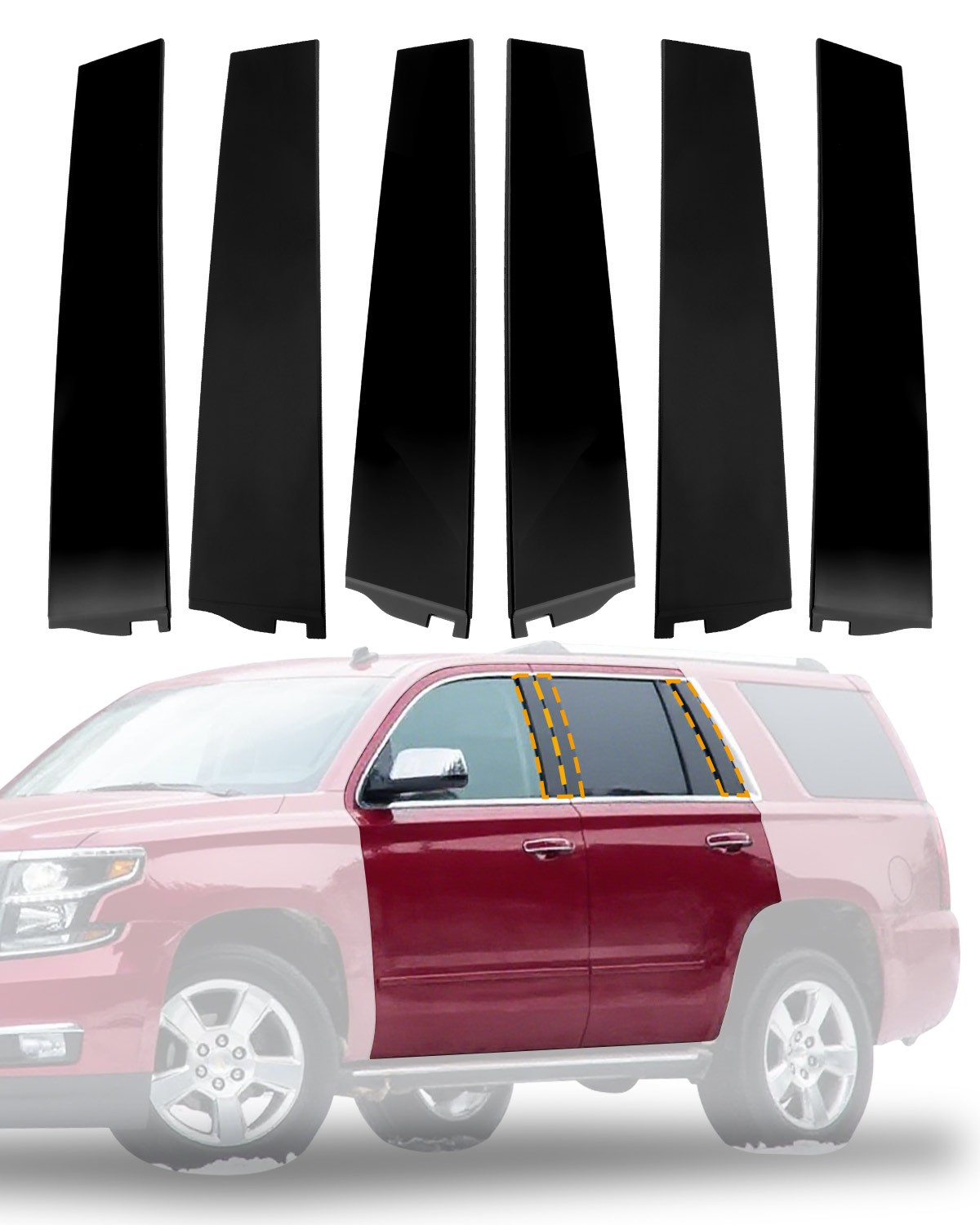 B/C Pillar Door Window Trim Molding Kit Fit 15-18 Chevy Tahoe GMC Yukon Cadillac