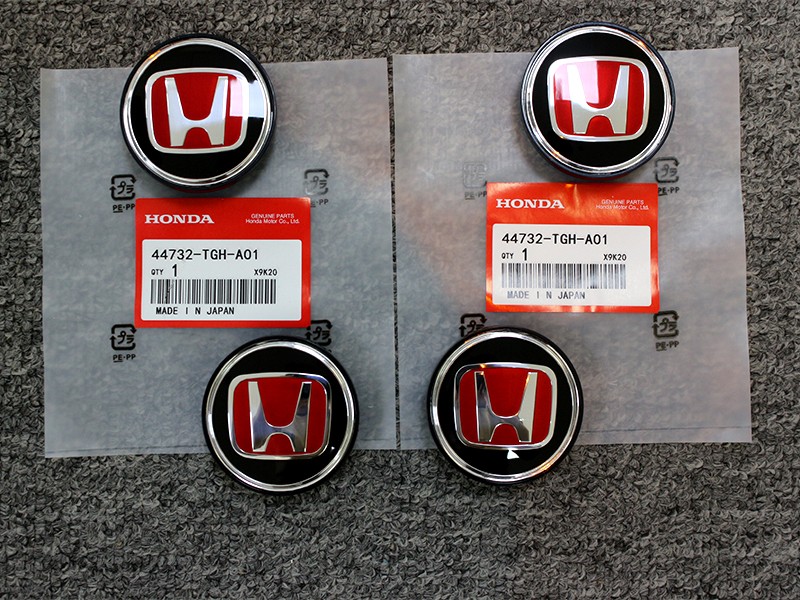 HONDA 4Pcs Wheel Center Caps 62mm For 2018-2025 Honda Accord Black&Red
