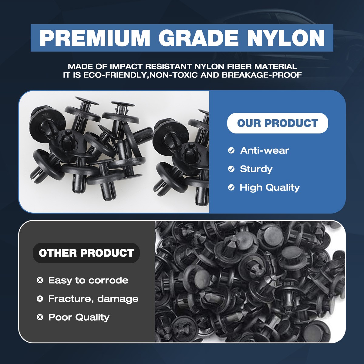 For Toyota Lexus 100pcs Fender Liner Push Retainer Clip Fastener 90467-07215