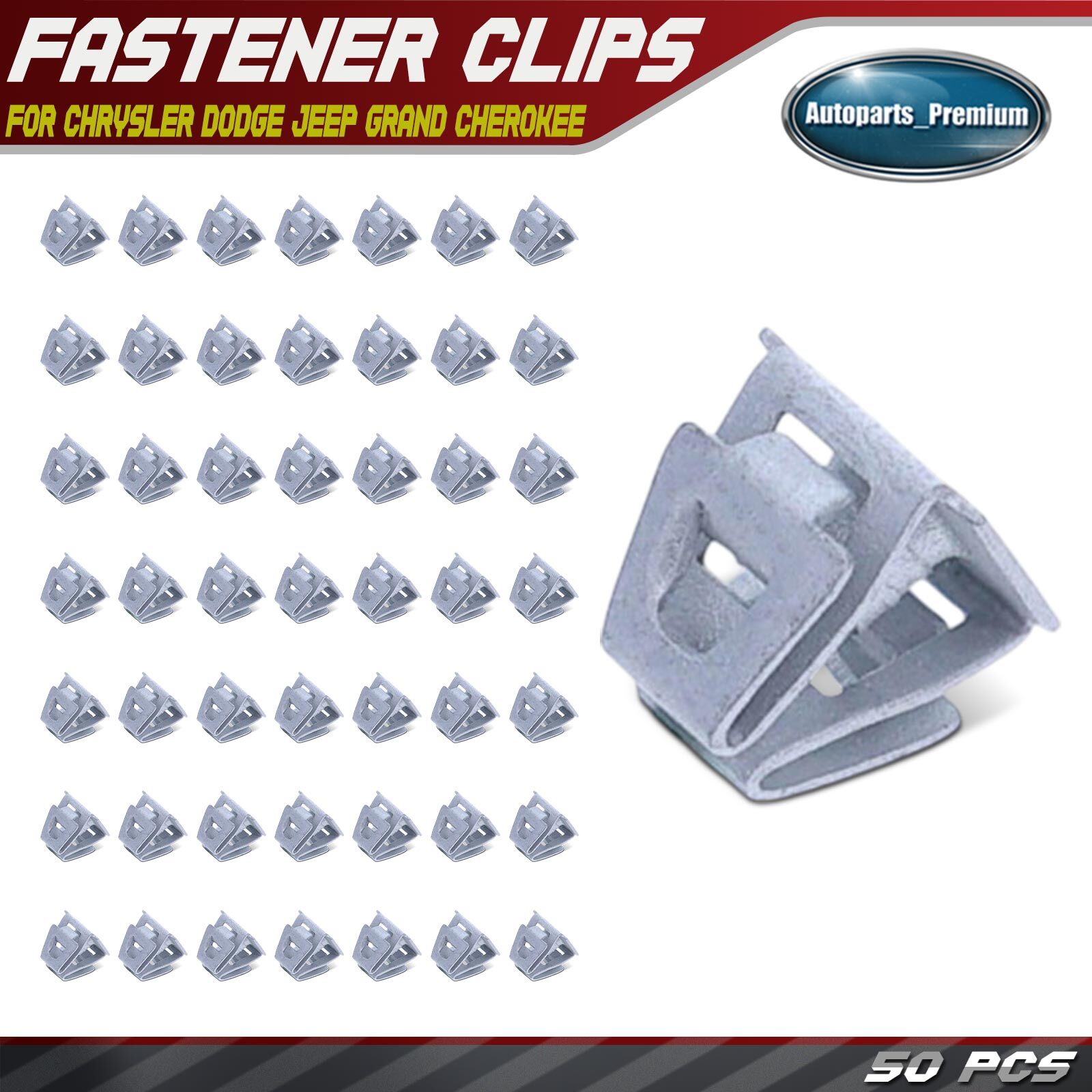 50Pcs 10mm Steel Radiator Grille Panel Push Nut Retainer Clip for Chrysler Dodge