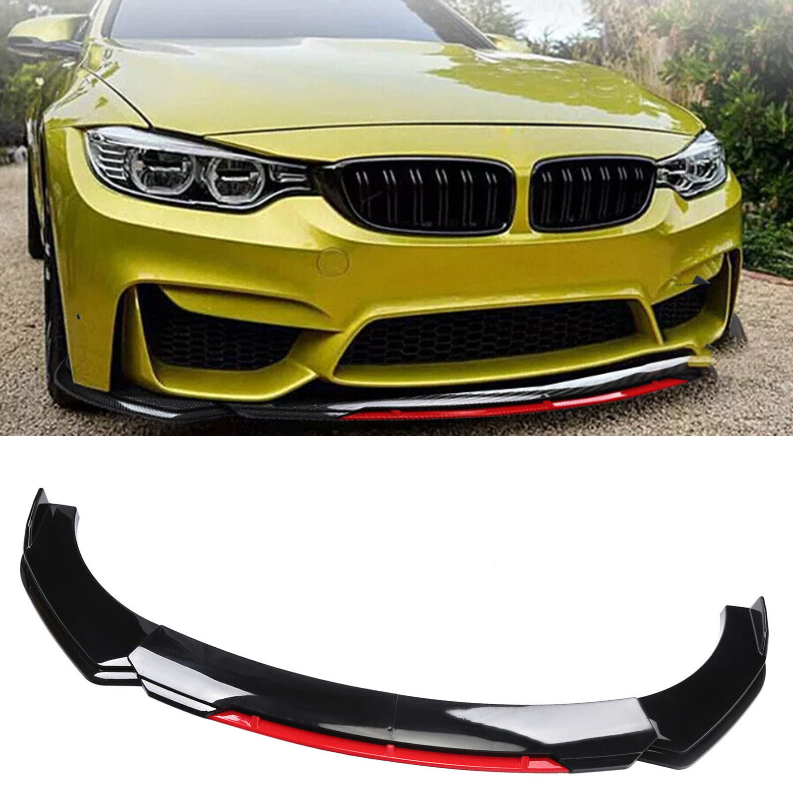 For BMW 3 4 5 series Front Bumper Lip/ Splitter Spoiler Body Kit Black+Red
