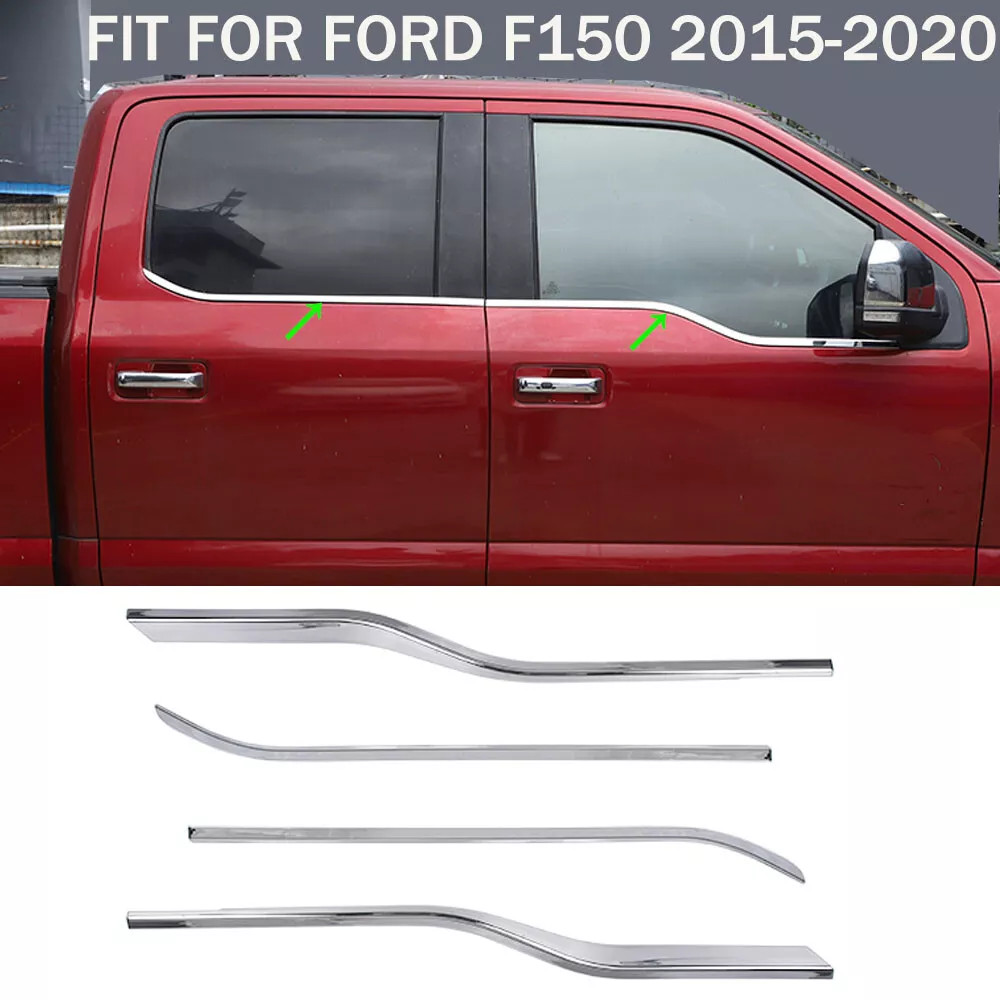 4PCS L+R Chrome Window Molding Bottom Sill Trim Strip For Ford F150 2015-2020 US