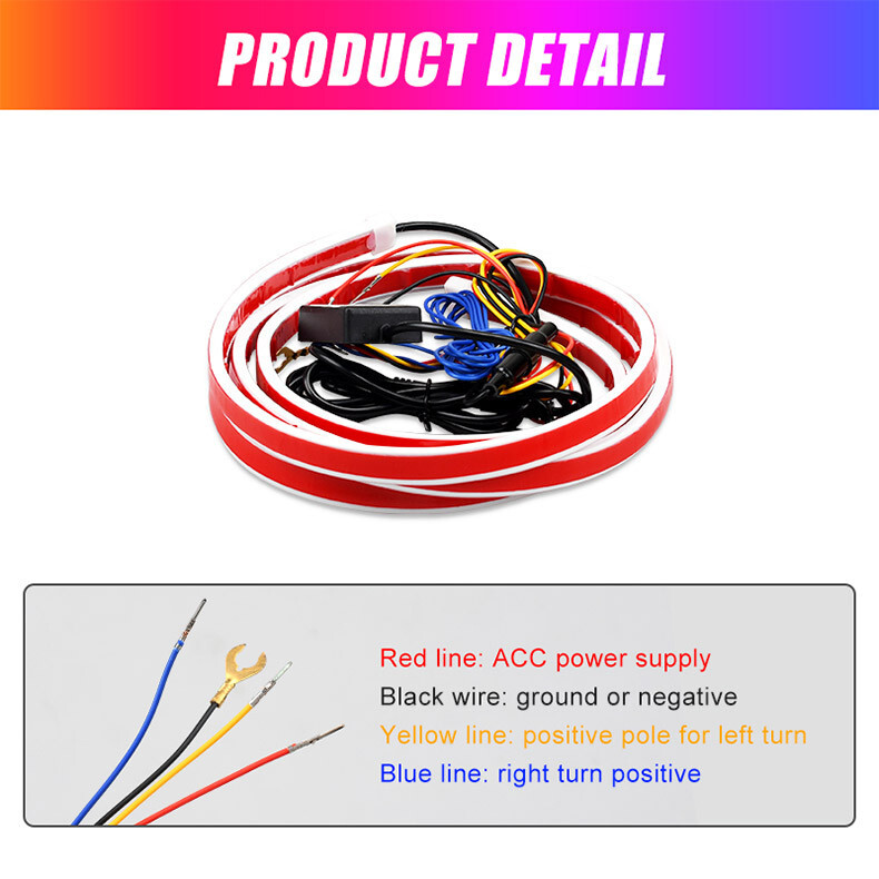 RGB LED Strip Car Hood Light Daytime Running Decoration Lights Turn Signal Lamp