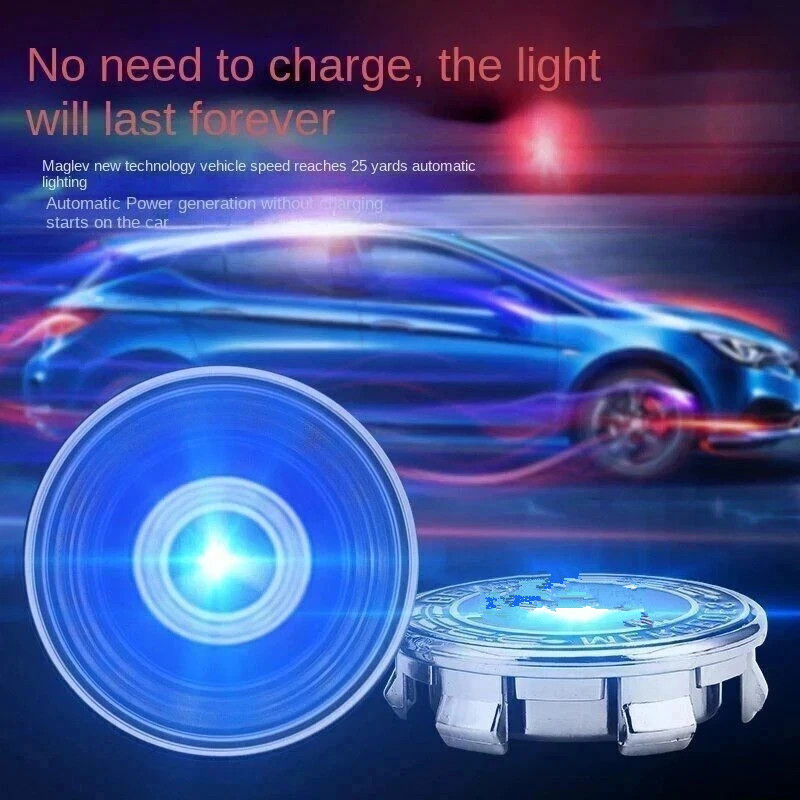 Custom 69mm 4PCS Wheel Center Caps Self Powered Floating Blue LED For Acura Car