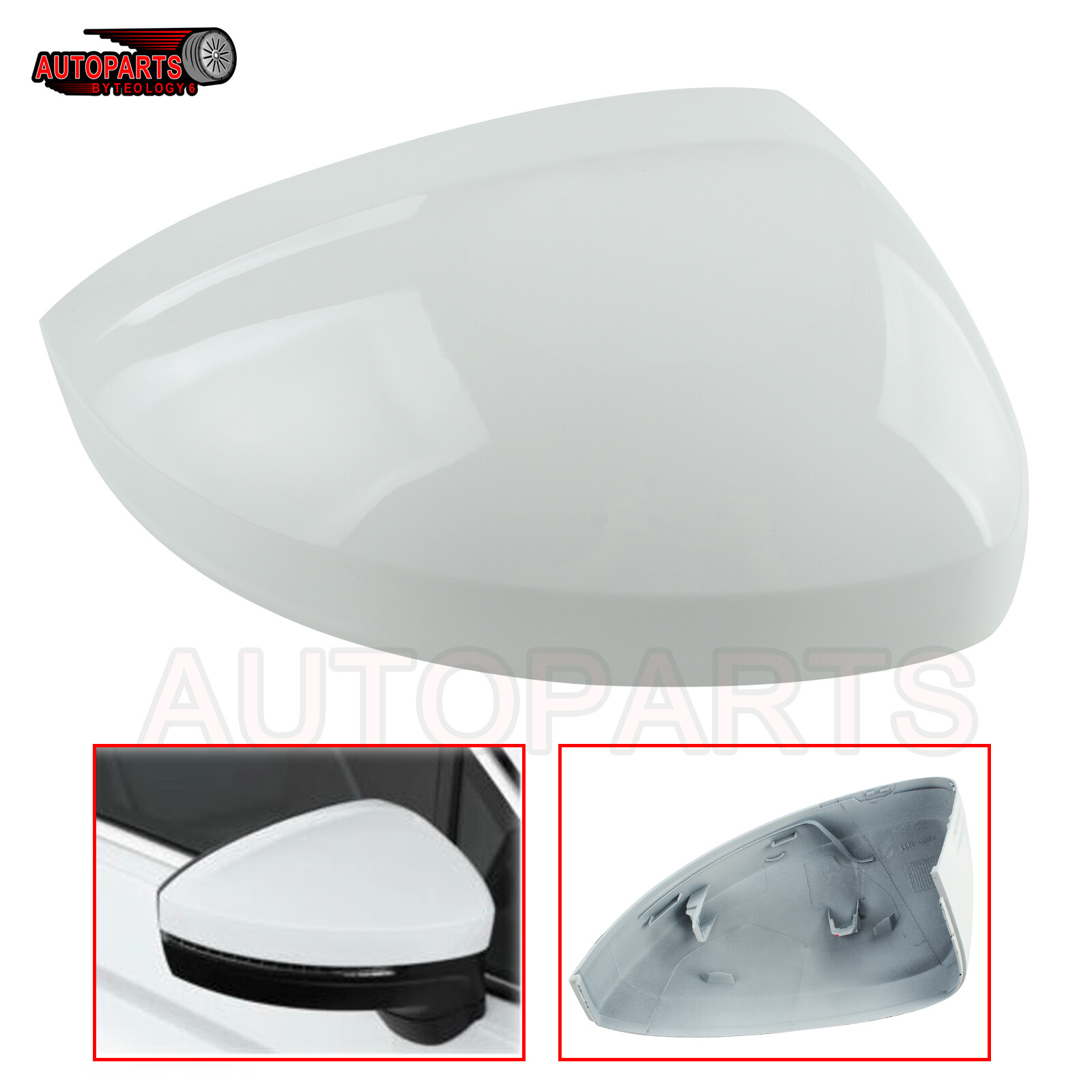 Right RearView Mirror Cover Replace For Volkswagen Tiguan 2018 2019-2022 White