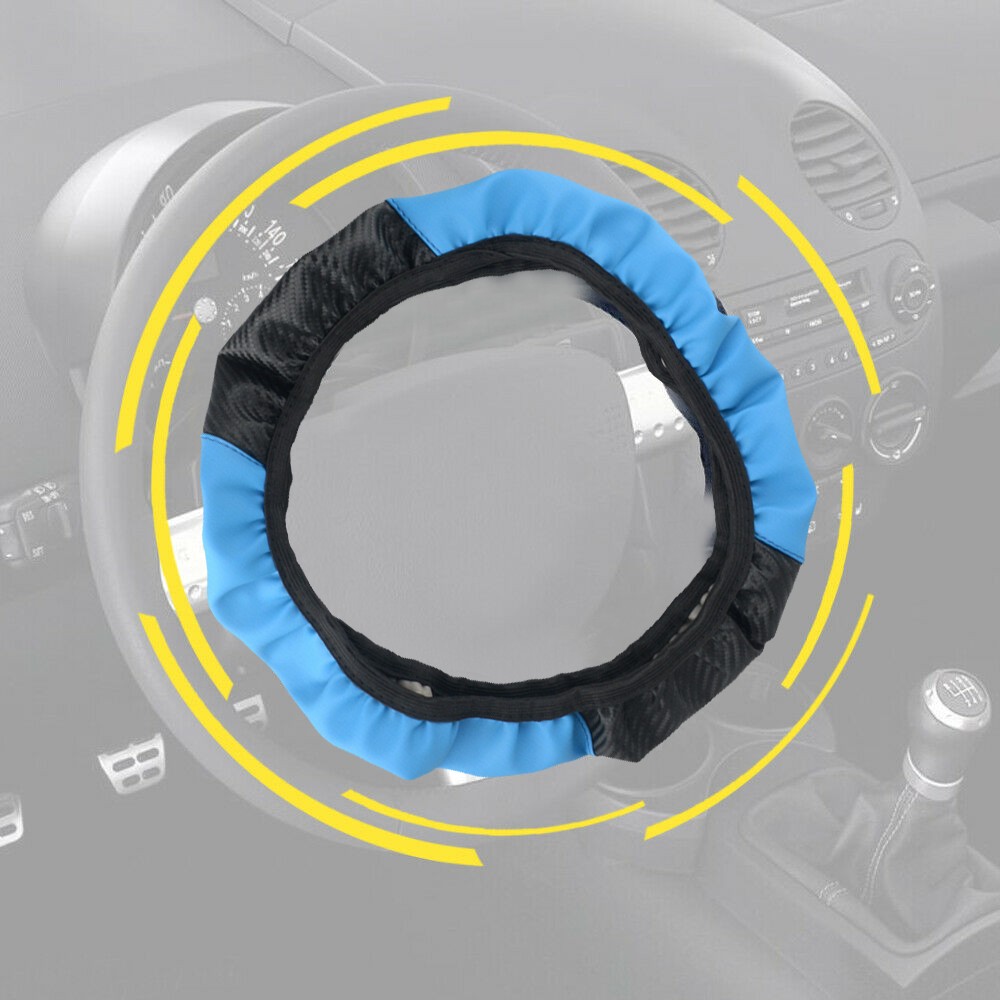 Universal Blue Microfiber Leather Car SUV 15″ Steering Wheel Cover For Women Men