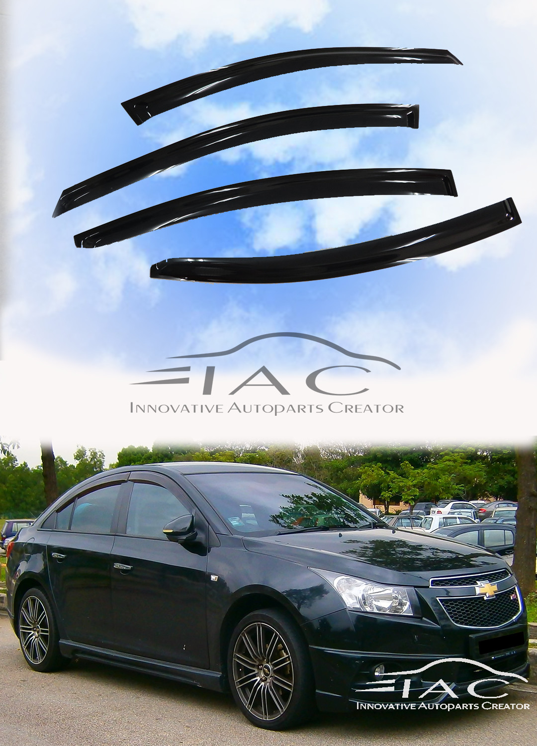 For Chevrolet Cruze 08-16 Window Visor Vent Sun Shade Rain Guard Door Visor